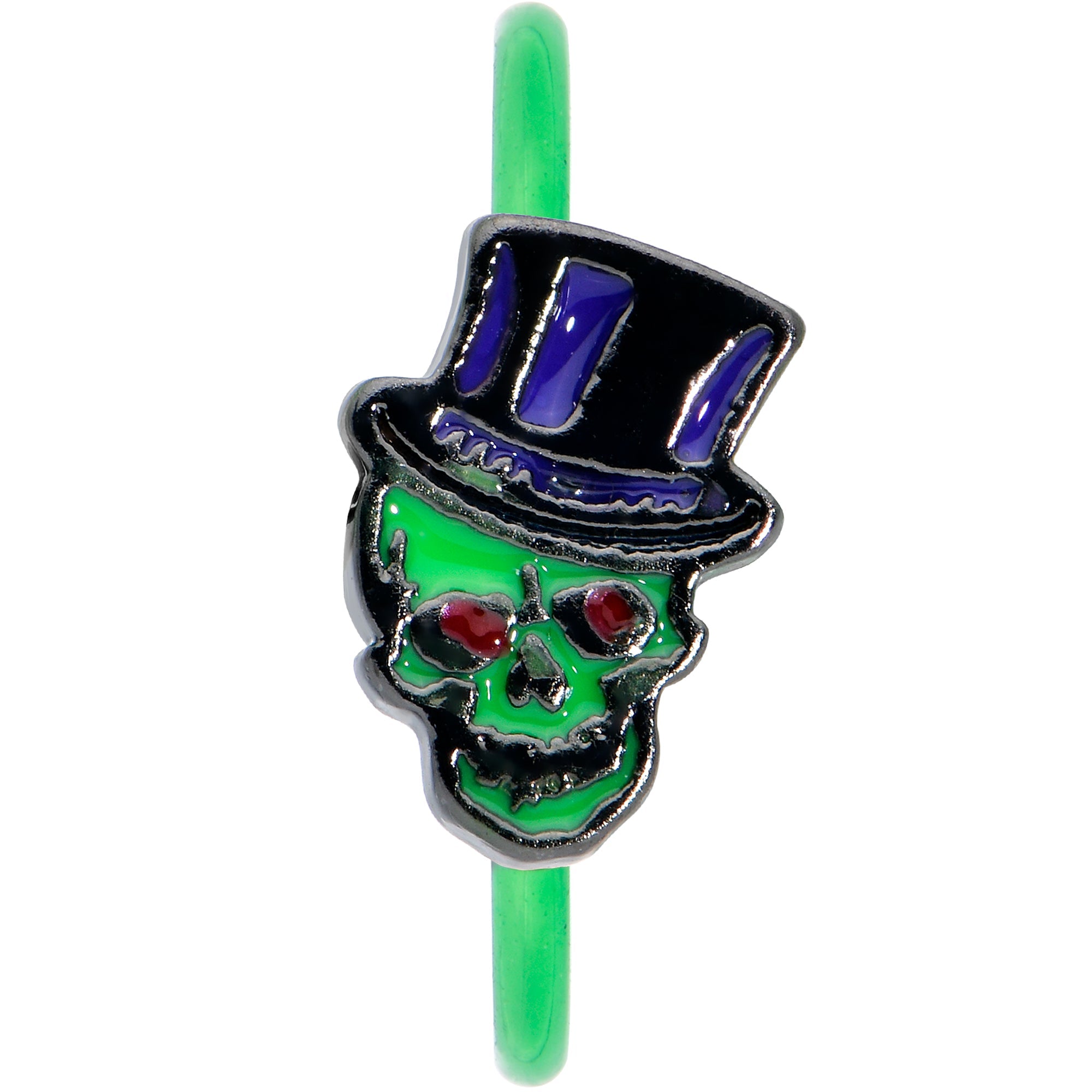 20G 5/16 Green Top Hat Skull Halloween Nose Hoop