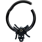 16G 3/8 Yellow Gem Spider Skull Halloween Hinged Segment Ring