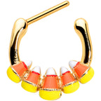 16G 5/16 Gold Tone Candy Corn Halloween Cartilage Clicker