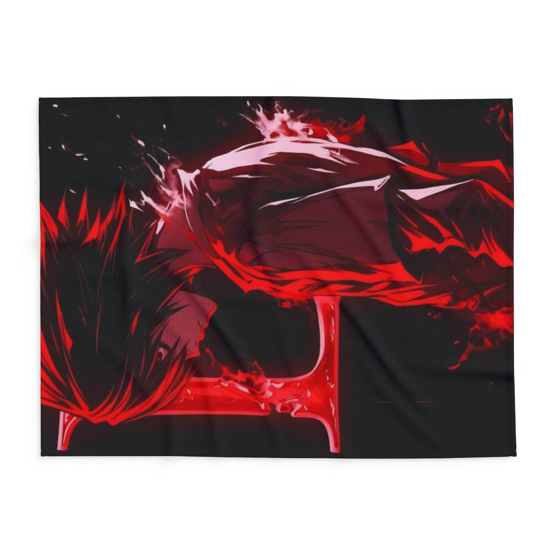 Dn L Anime-Inspired Cozy Fleece Blanket, Art Blanket, Throw for Gaming Room, Home Decor, Gift for Anime Lovers, Red and Black Design - 30'' × 40''