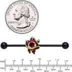 14G Black Spiky Eyeball Halloween Industrial Barbell 38mm