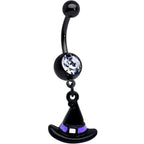 Purple Gem Black Witch Spider Spiral Halloween Belly Ring Set of 3