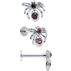 16G 5/16 Pink Gem Spider Witch Halloween Labret Tragus Set of 3