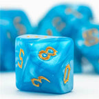 Blue Macaron 7-Dice Blend Set w/Gold Numbers - 