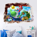 3D Wall Piercing Mario Full Staff Wall Stickers