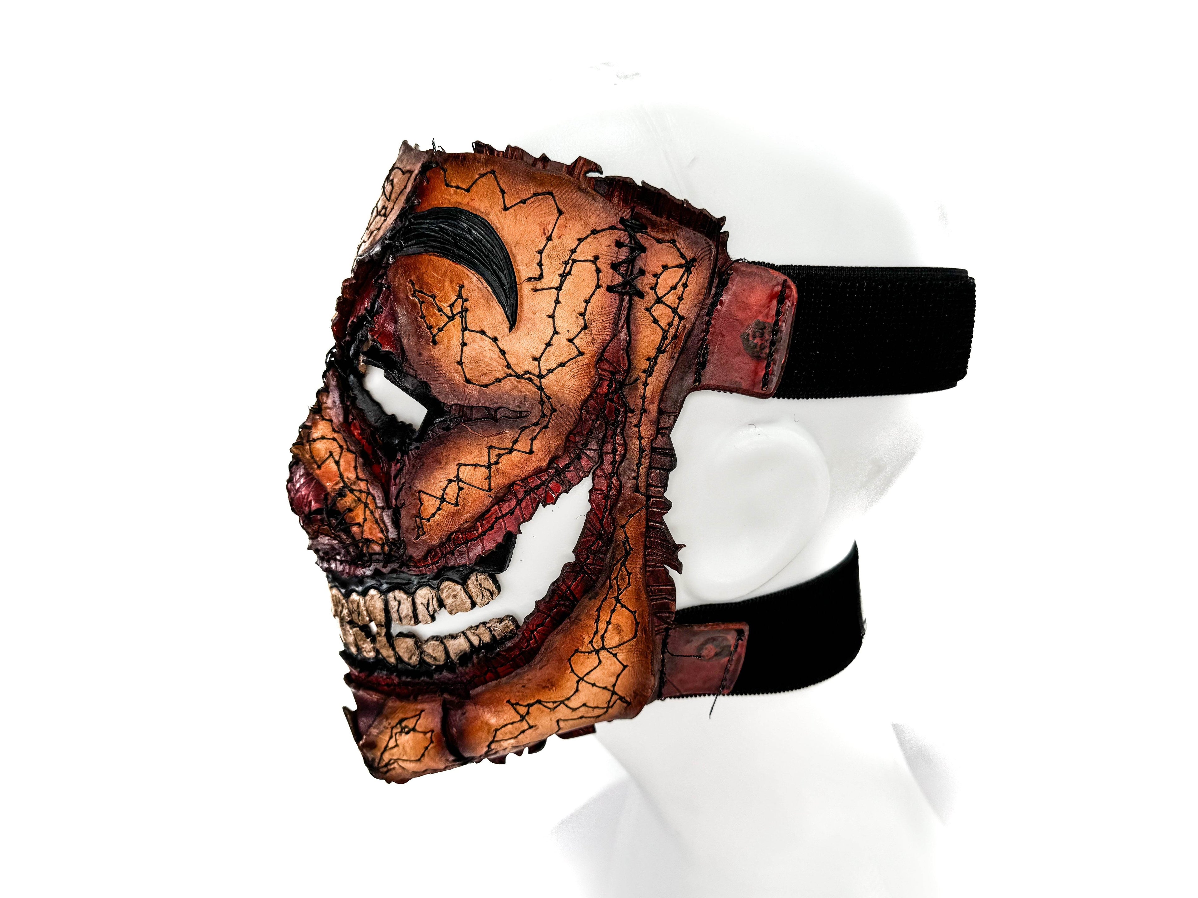 Genuine Leather Mask - GigaMyme Fleshy Edition - Handmade Mime Full Face Cover for Halloween, Performance or Cosplay Costume - 