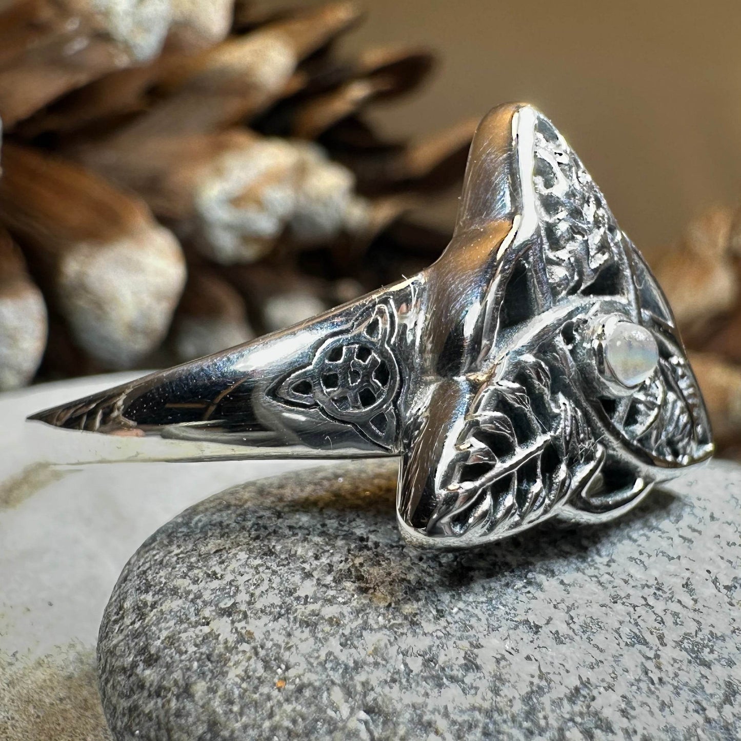 Oak Ash Thorn Moonstone Ring - 5