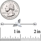 14G Clear Gem Offset Bat Halloween Industrial Barbell 38mm