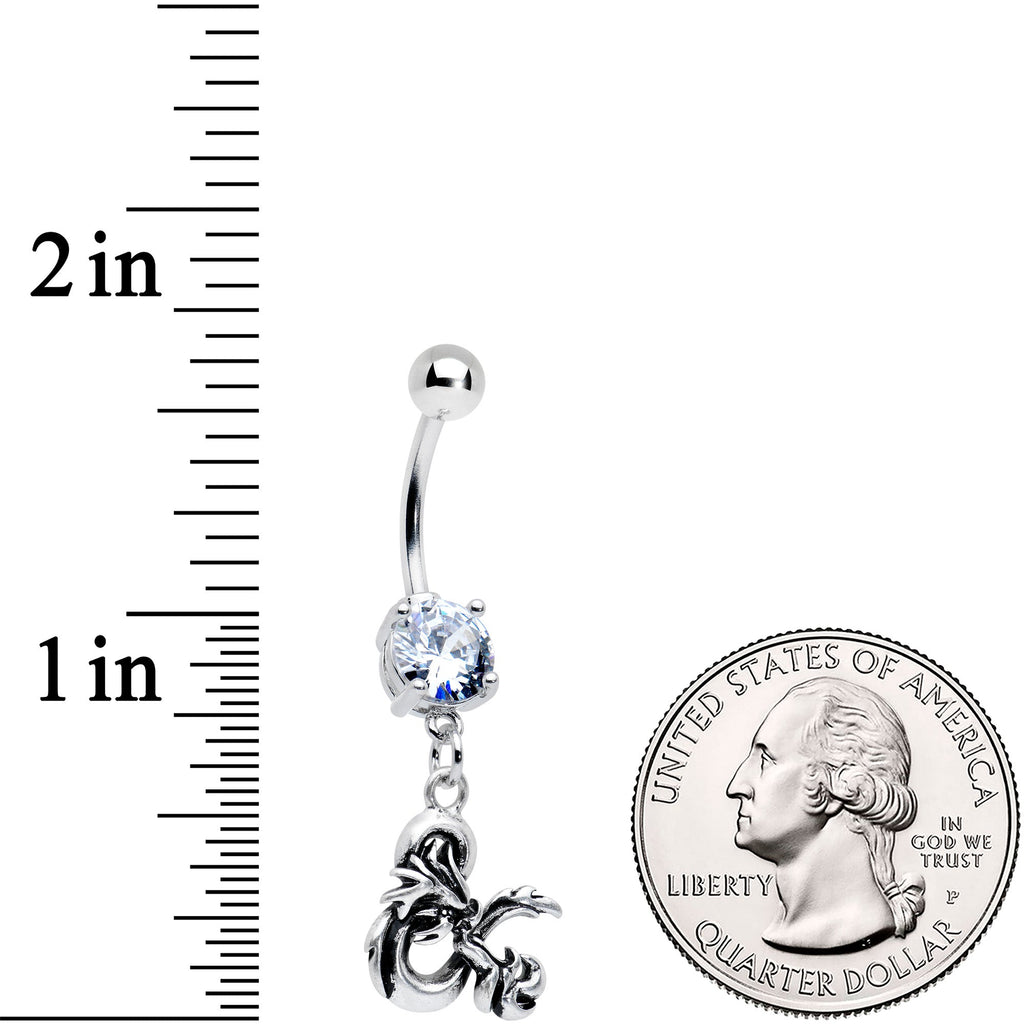 Officially Licensed Dungeons & Dragons Clear CZ Gem Dangle Belly Ring