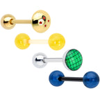 Licensed Dragonball Z Gold Tone Blue Green Barbell Tongue Ring Set of 4