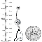 Clear Gem White Ghost Glow in the Dark Halloween Dangle Belly Ring