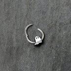 16G 3/8 White Ghost Glow in the Dark Halloween Hinged Segment Ring