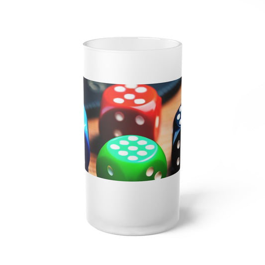 Dungeon Dice 1 logo Frosted Glass Beer Mug-DungeonDice1