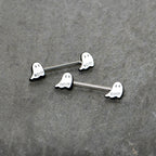 14G 9/16 Halloween Ghost Glow in the Dark Barbell Nipple Ring Set