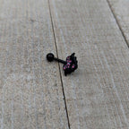 Black Bat Heart Halloween Pink Green Belly Ring