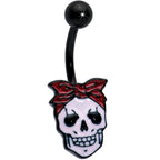 Black Halloween Skull Kerchief Spooky Belly Ring