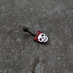 Black Halloween Skull Kerchief Spooky Belly Ring