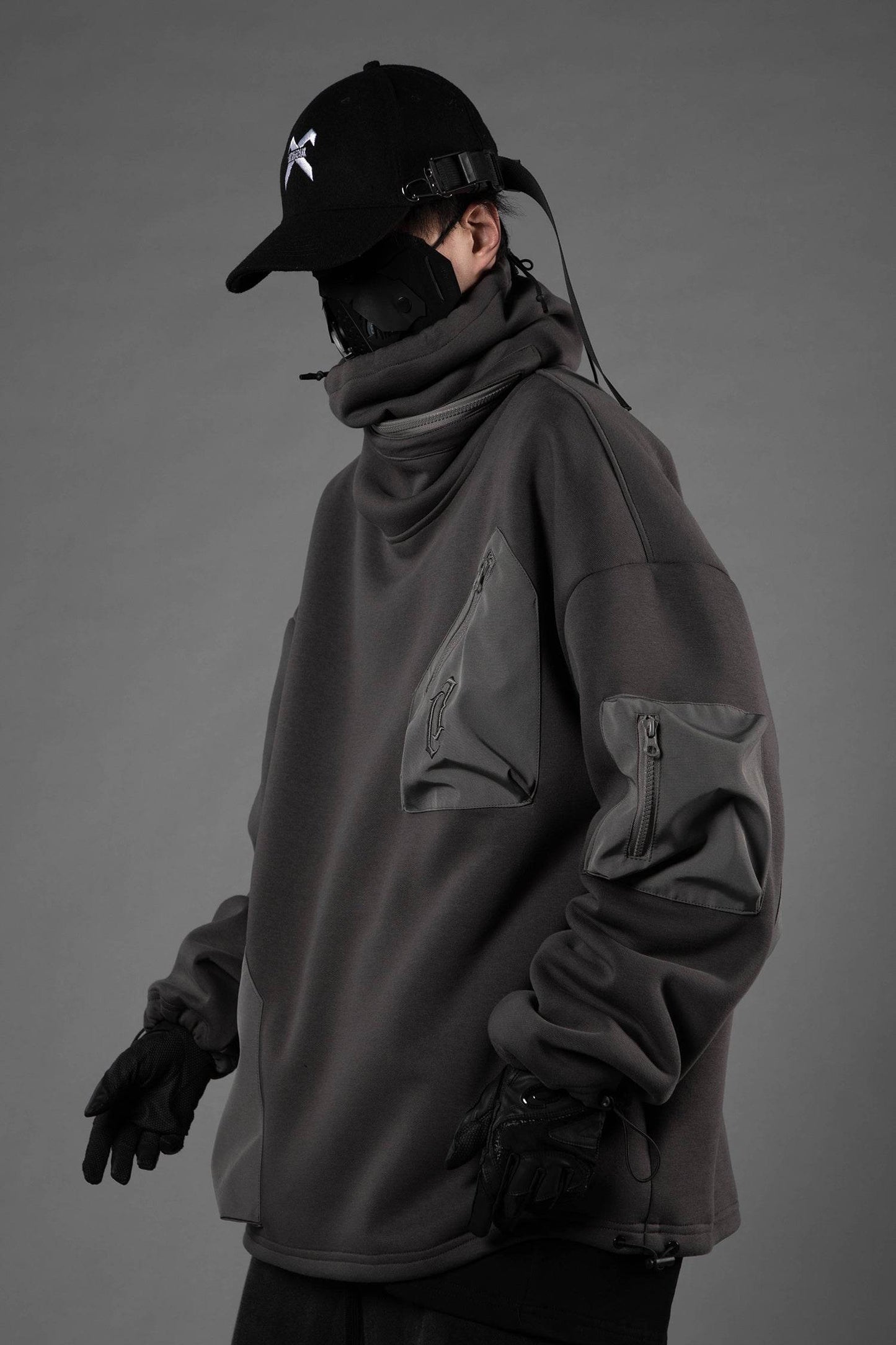 HiH33 Grey Utility Hoodie - Grey / M