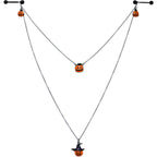 14G 9/16 Black Witchy Pumpkin Halloween Double Nipple Chain