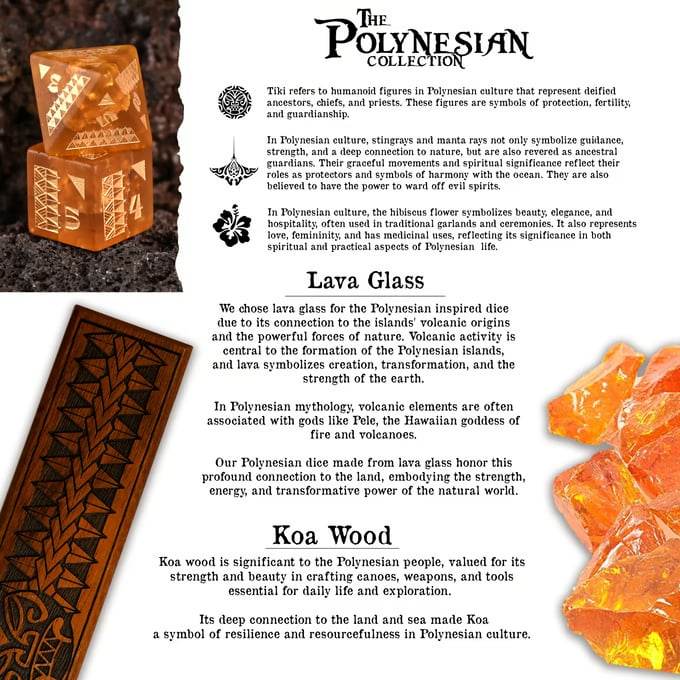 Polynesian Lava Glass Dice Set - Dice Around the World Collection - 