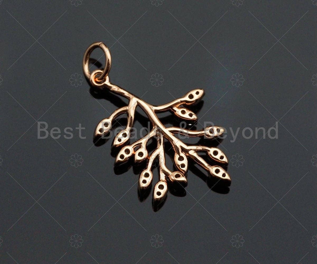 Clear CZ Micro Pave Life Tree Shape Pendant,Cubic Zirconia Tree Charm,Gold/Silver/Rose Gold Tone,15x22mm,Sku#Y347