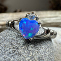 Erline Claddagh Blue Opal Ring