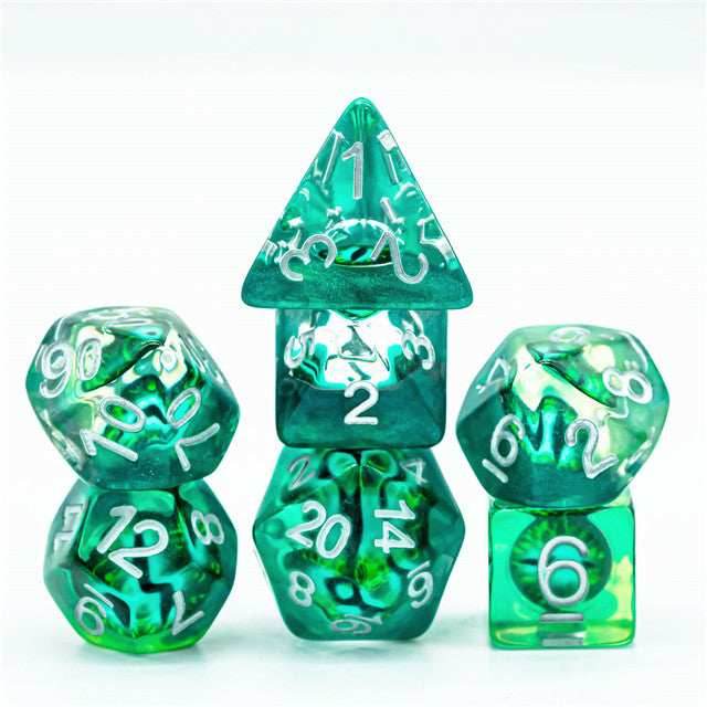 Green Demon Eye Dragon Eye Dice 7-Dice Set Resin Dungeons and Dragons Dice - 