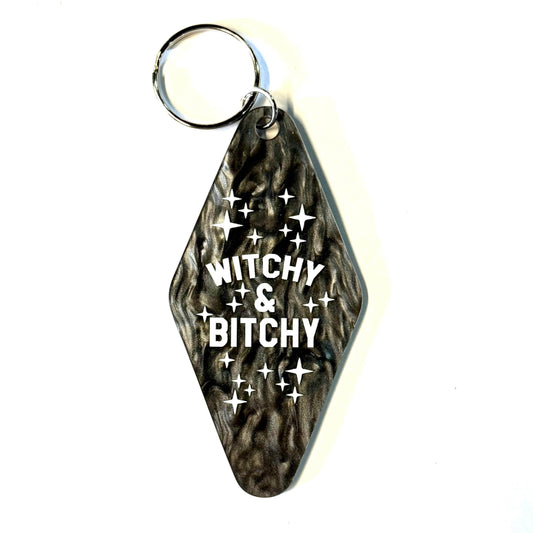 Witchy & Bitchy Keychain - Charcoal / Silver