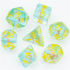 Cleric (Mace) Clear/yellow Dice w/ Golden Mace 7-Dice Set Rpg - 