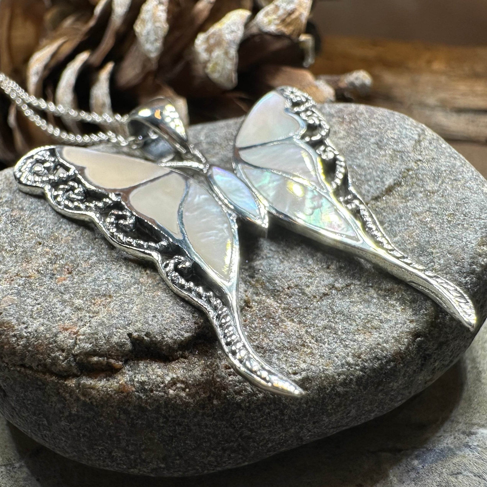 Whitney Butterfly Necklace - blue abalone shell