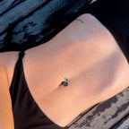 Pink Gem Black Halloween Hat Cat Spiral Twister Belly Ring