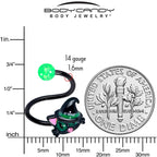 Pink Gem Black Halloween Hat Cat Spiral Twister Belly Ring