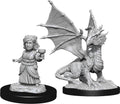 D&D: Nolzur's Marvelous Miniatures - Silver Dragon Wyrmling & Female Halfling - 