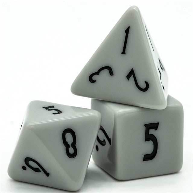 Dark Grey Homage 7-Dice Set w/Black Numbers Minimalist - 