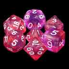 Carbon Stars Pink/Purple Glitter 7-Dice Set by HendgaDice - 