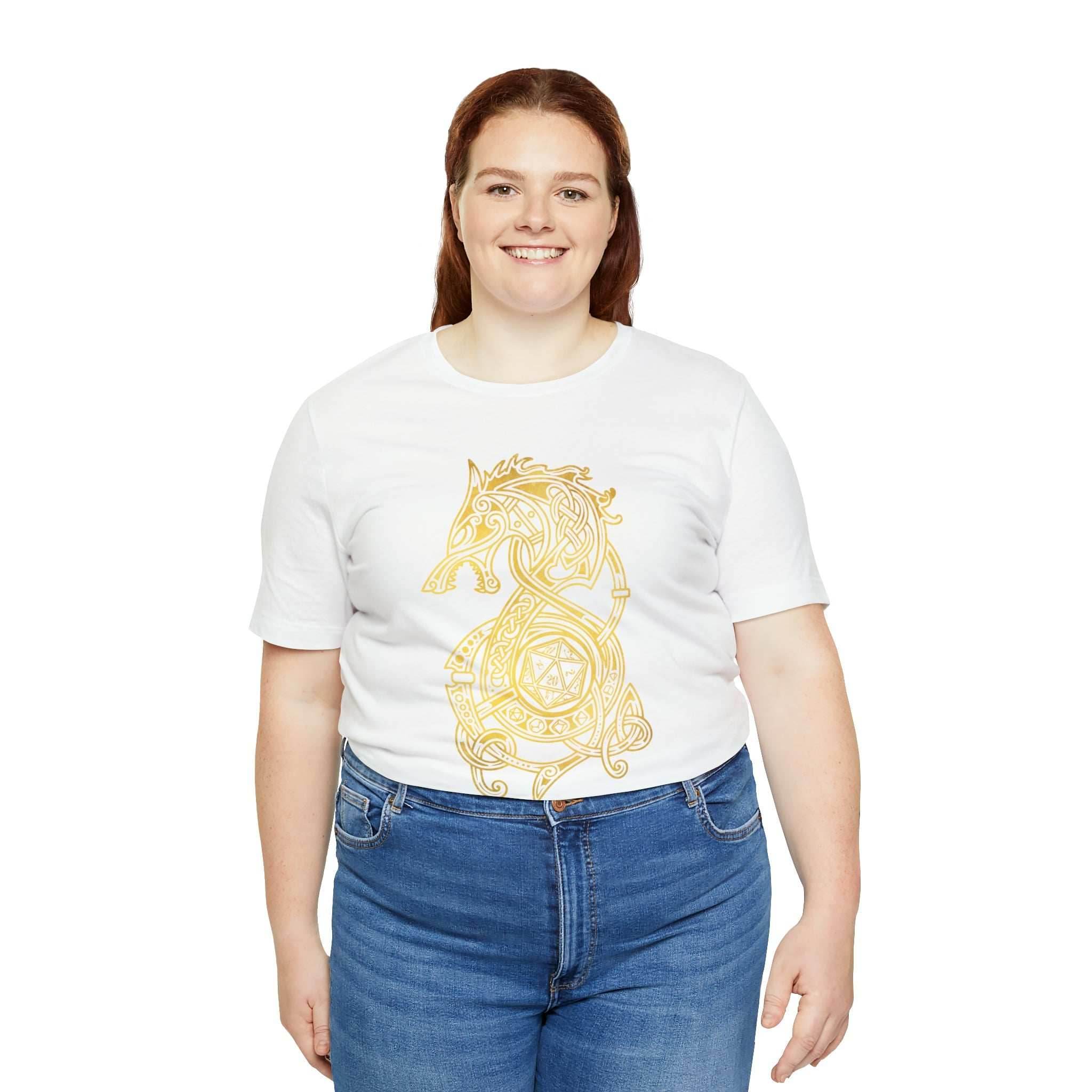 Golden Celtic Dice Dragon Shirt - Army / S