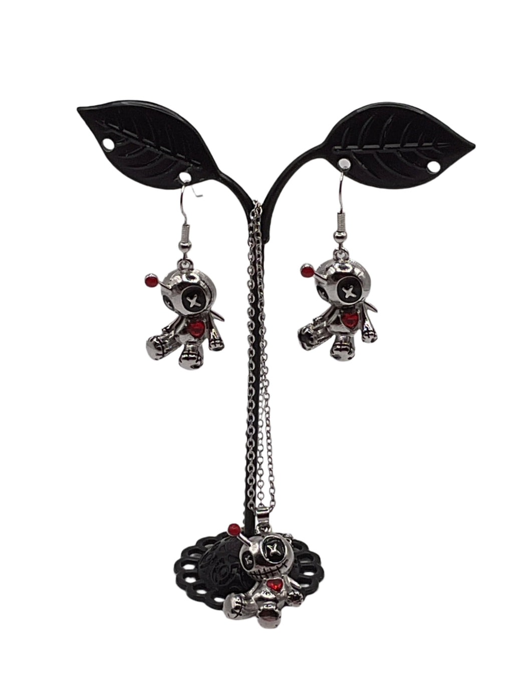 Voo Doo Doll Earrings and Necklace Set