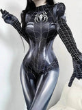 'Miss Spider' Upgraded US Sized Stretchy Tight Costume Bodysuit - US XS / black