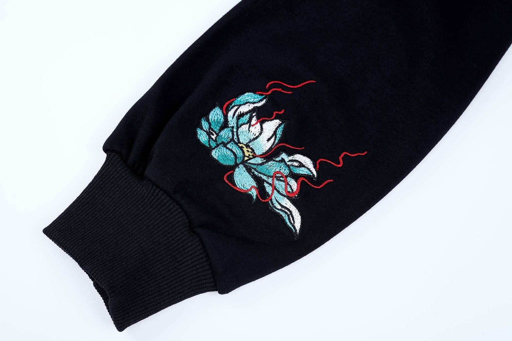 KH9033 Blue Kirin Embroidery Hoodie - Black / S