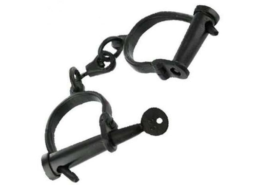 Hand Forged Iron Shackles Medieval Dungeon Black-0