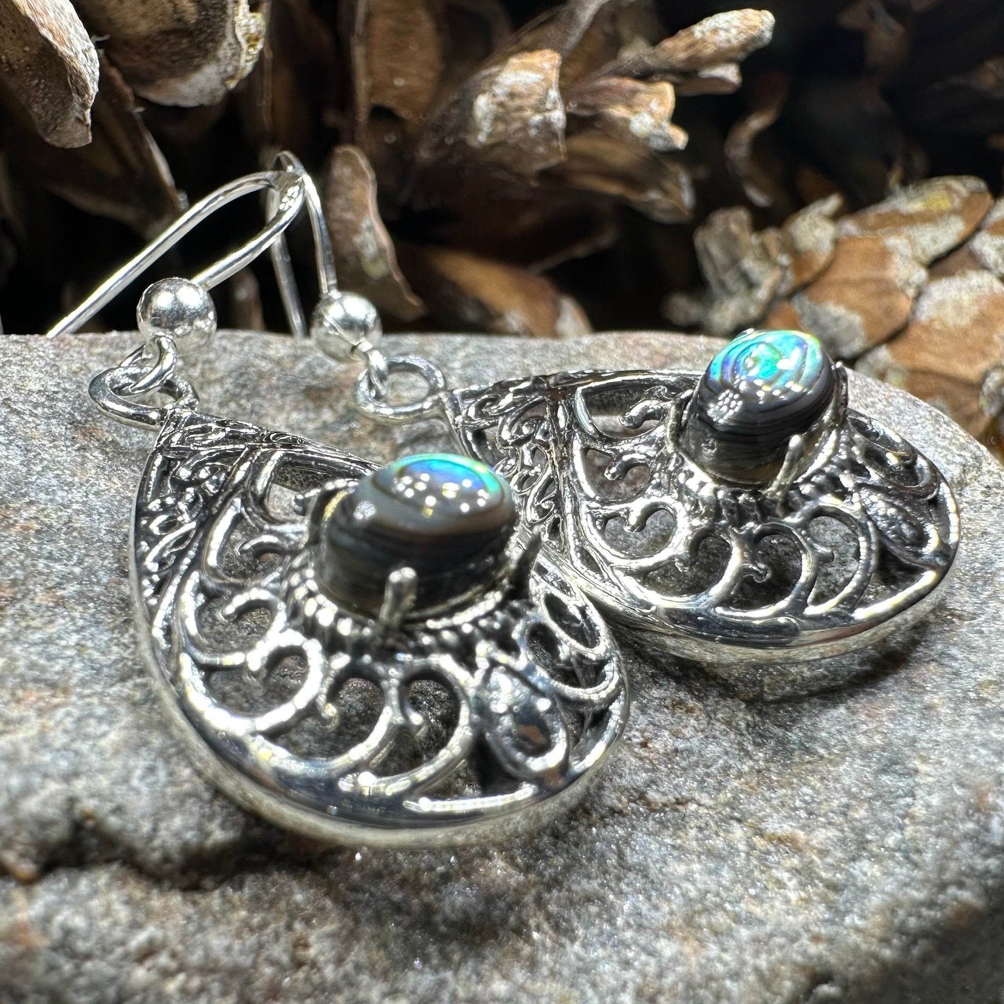 Alby Celtic Raindrop Earrings - abalone shell