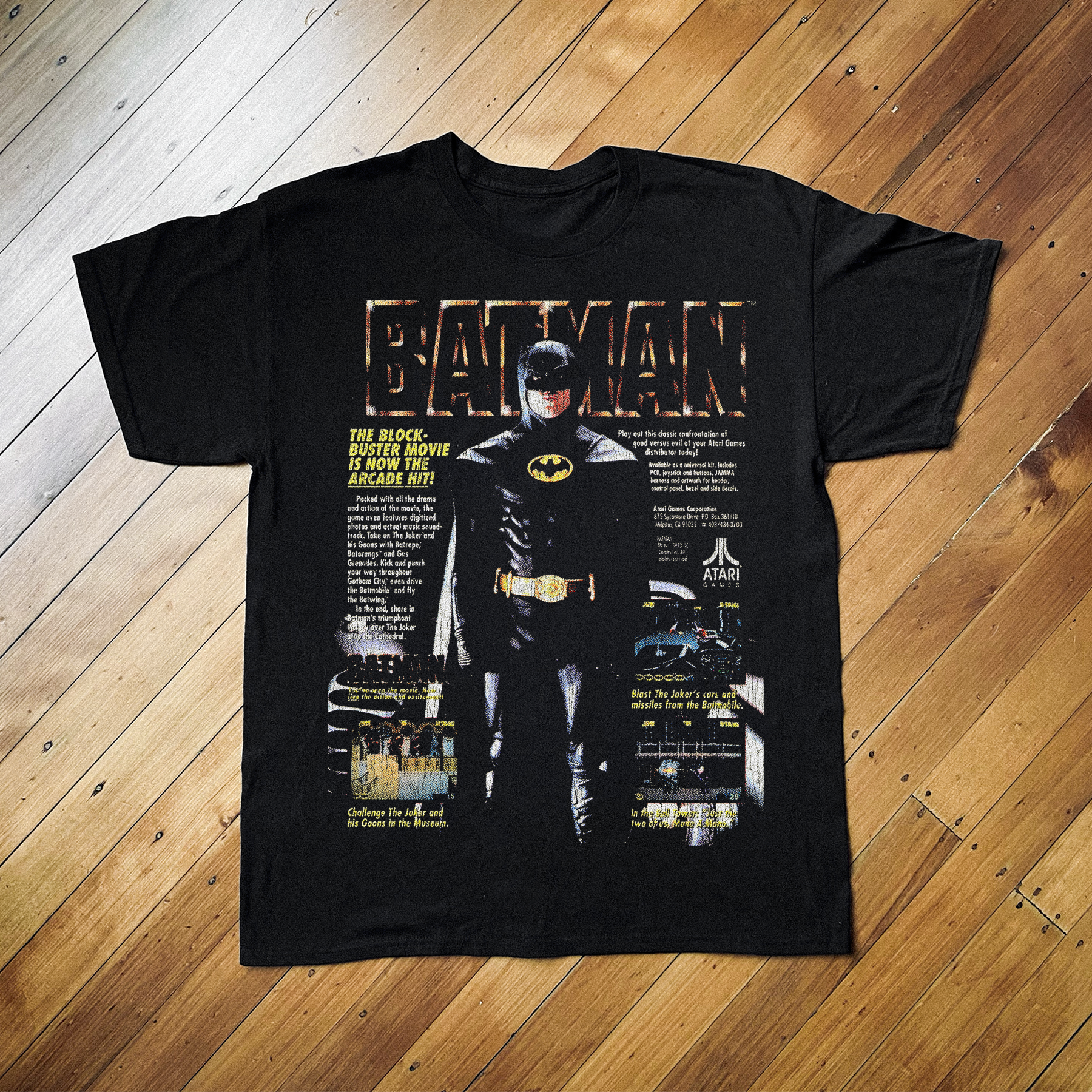 91 Batman Atari Arcade Black T-Shirt