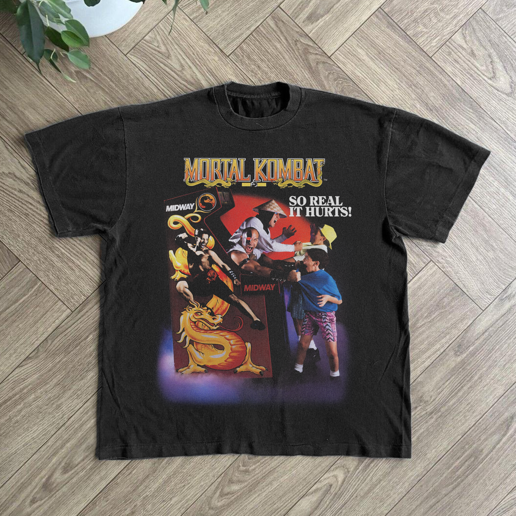90S Mortal Kombat 'So Real It Hurts' Promo Black T-Shirt