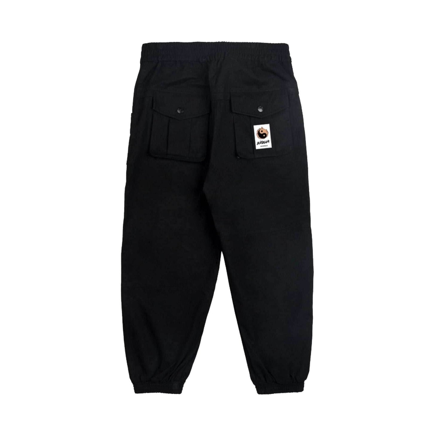 IBP332 Yin Yang Black Cargo Pants - Black / S