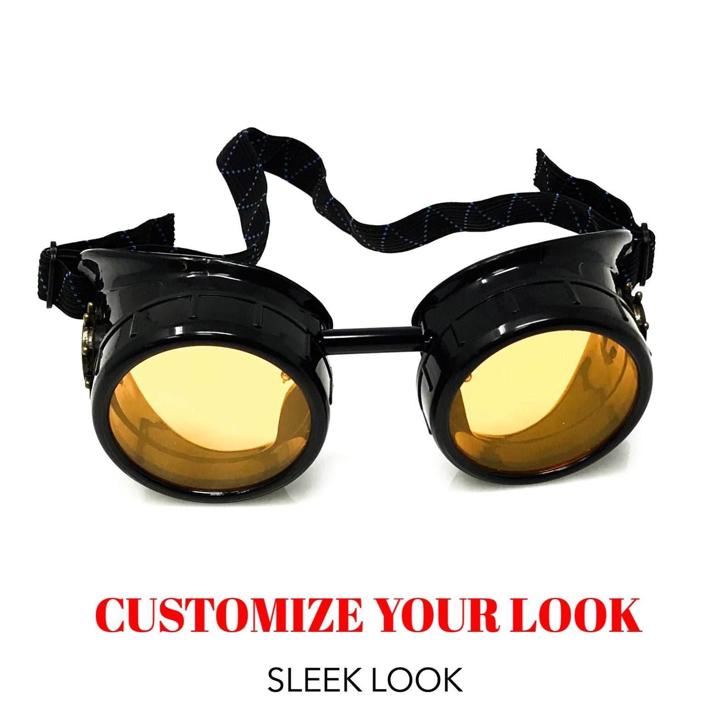 Steampunk Mad scientist goggles UV glow neon rave lenses - pink