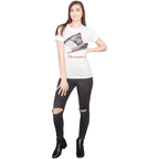 Alice in Wonderland Mad Hatter Hat You're Invited Juniors White T-Shirt Tee - S