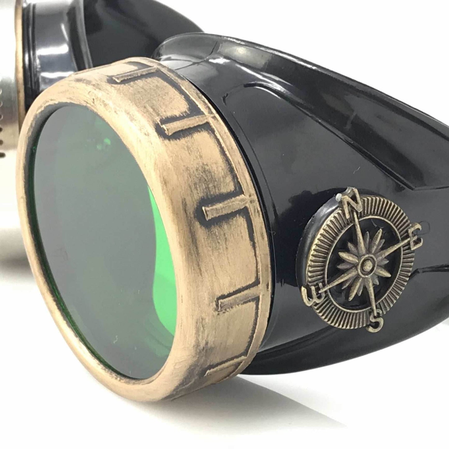 Steampunk Goggles with magnifying loupes green lenses - 