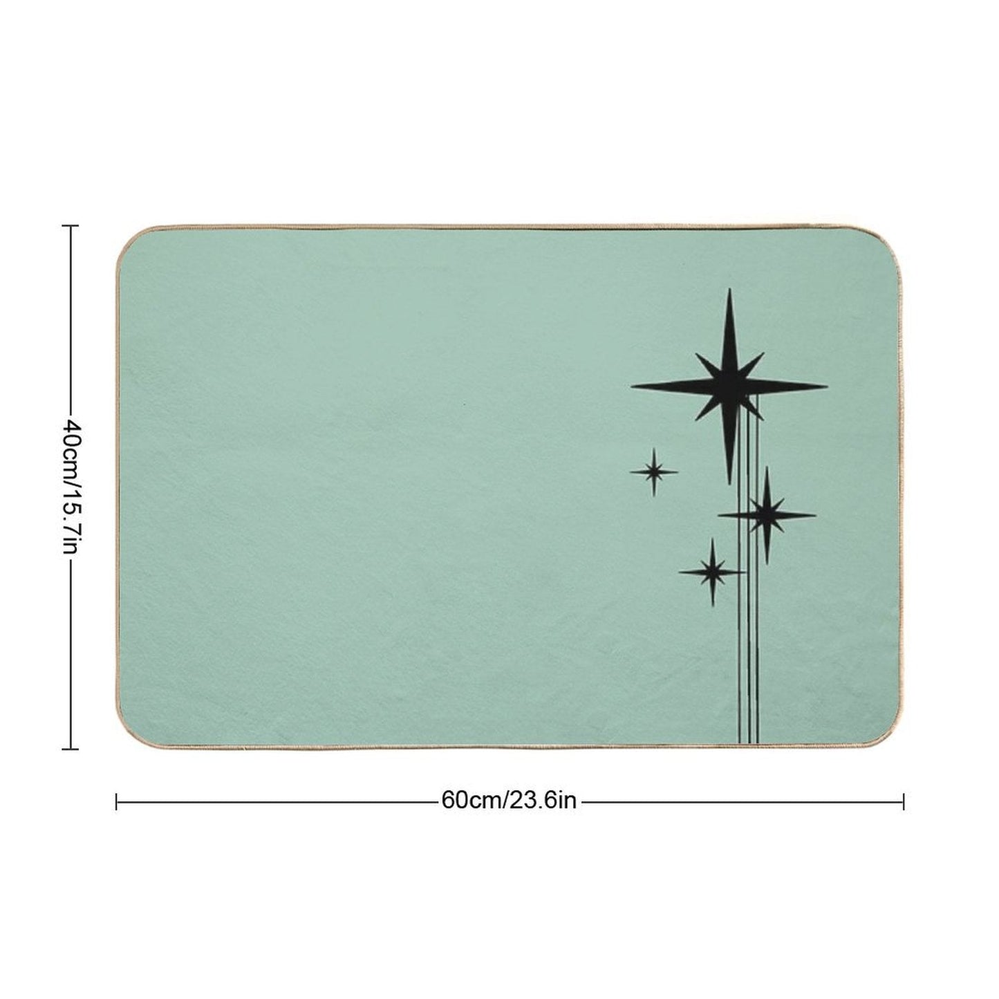 1950s Atomic Age Retro Starburst in Mint Green And Black Bath Mat
