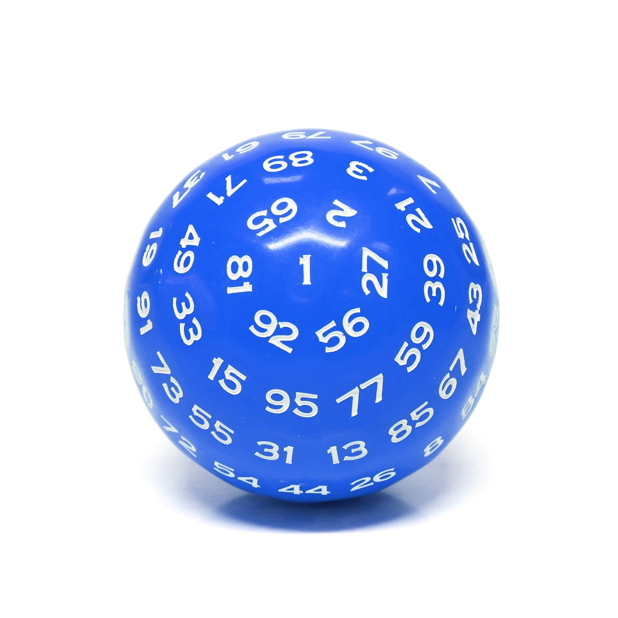 "Blue" Single 100 Sided Polyhedral Dice (D100) | Solid Blue Color (45mm) White