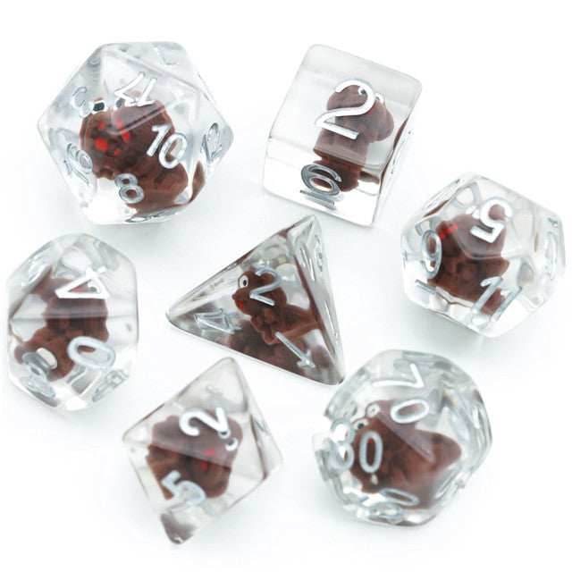 Teddy Dog Dice 7-Dice Set Resin Dungeons and Dragons Dice - 